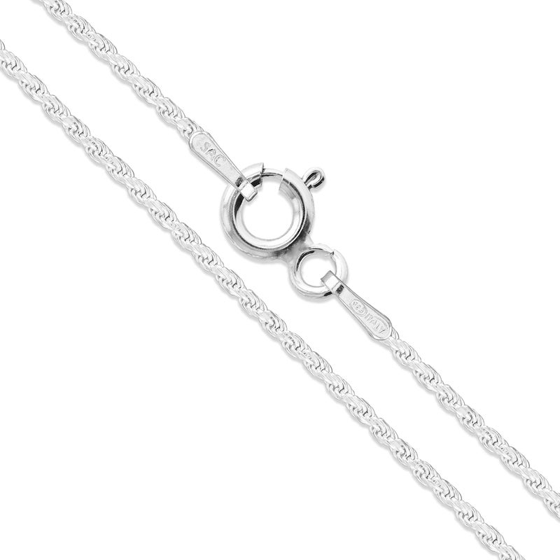Sac Silver Sterling Silver Diamond-Cut Rope Chain 1.1mm Solid 925 Italy New Necklace 16" - Image 1